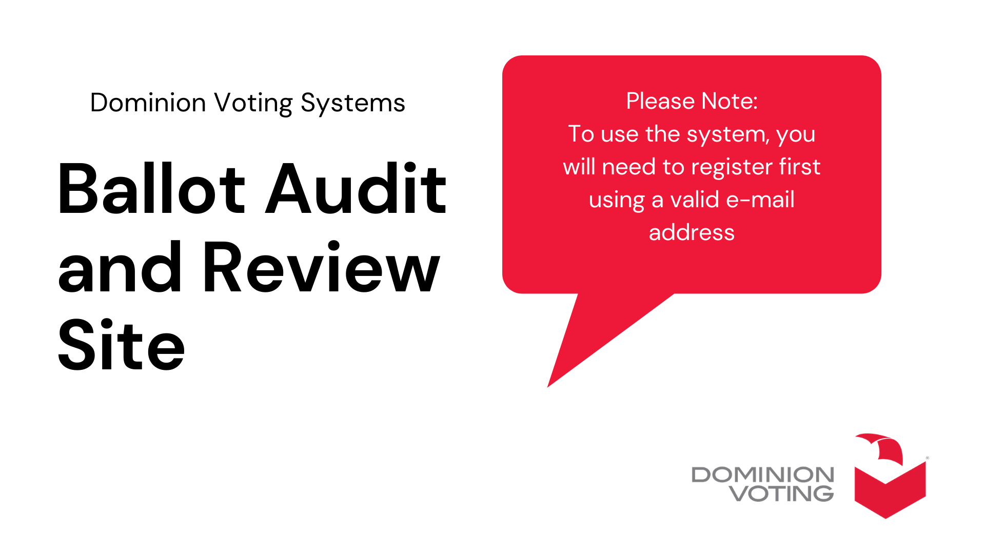 Ballot Audit and Review Site. To use the system you will need to register with a valid email address